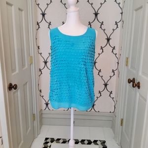 Ann Taylor Blue Circle Cutout Top.  sleeveless Size M